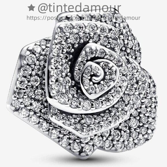 Pandora Sparkling Rose in Bloom Oversized Charm|Pendant - Picture 1 of 2